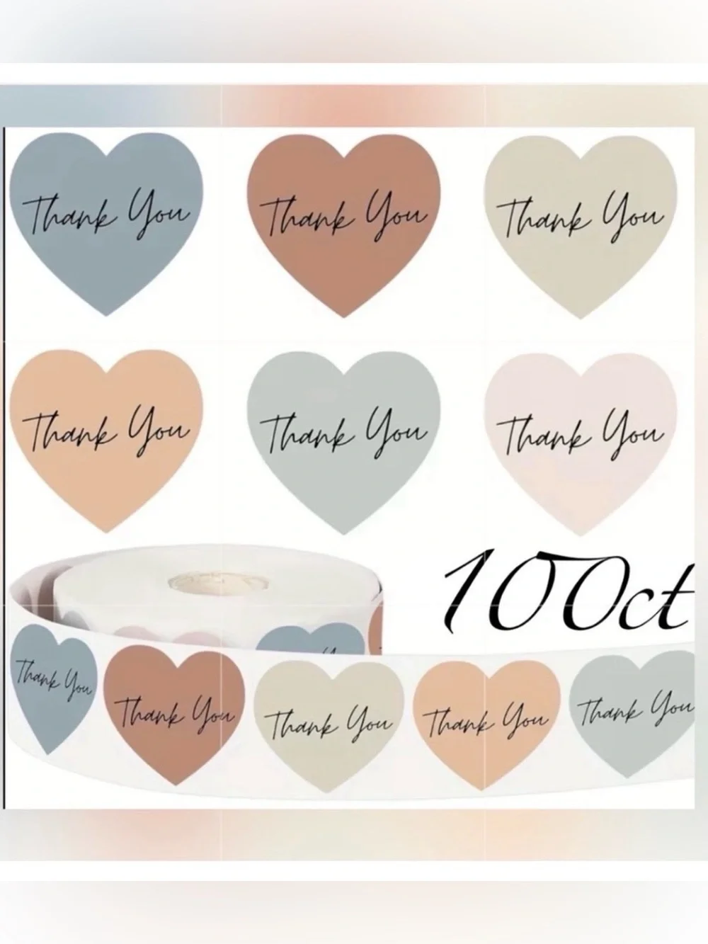 Thank You Design Stickers 100ct~ 1” (Boutique) ~NEW~ 2 For $12
